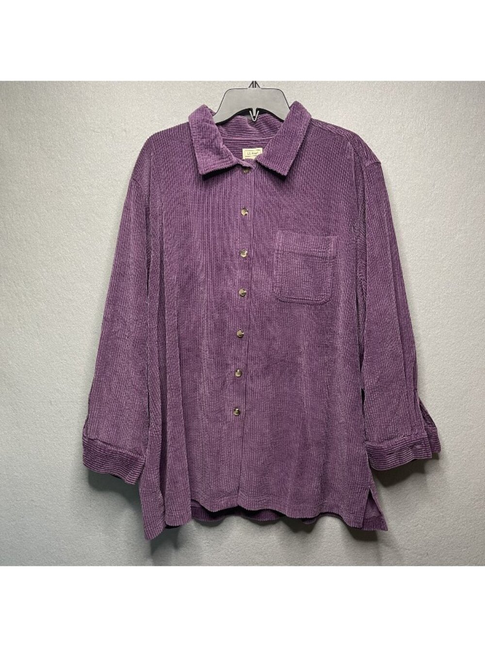 Vintage L.L.Bean Purple Corduroy Button-Down Shirt 2X Reg Relaxed Fit